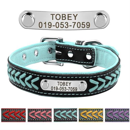 Personalized Engraved Leather Adjustable Dog Collar - Pawsitivetrends