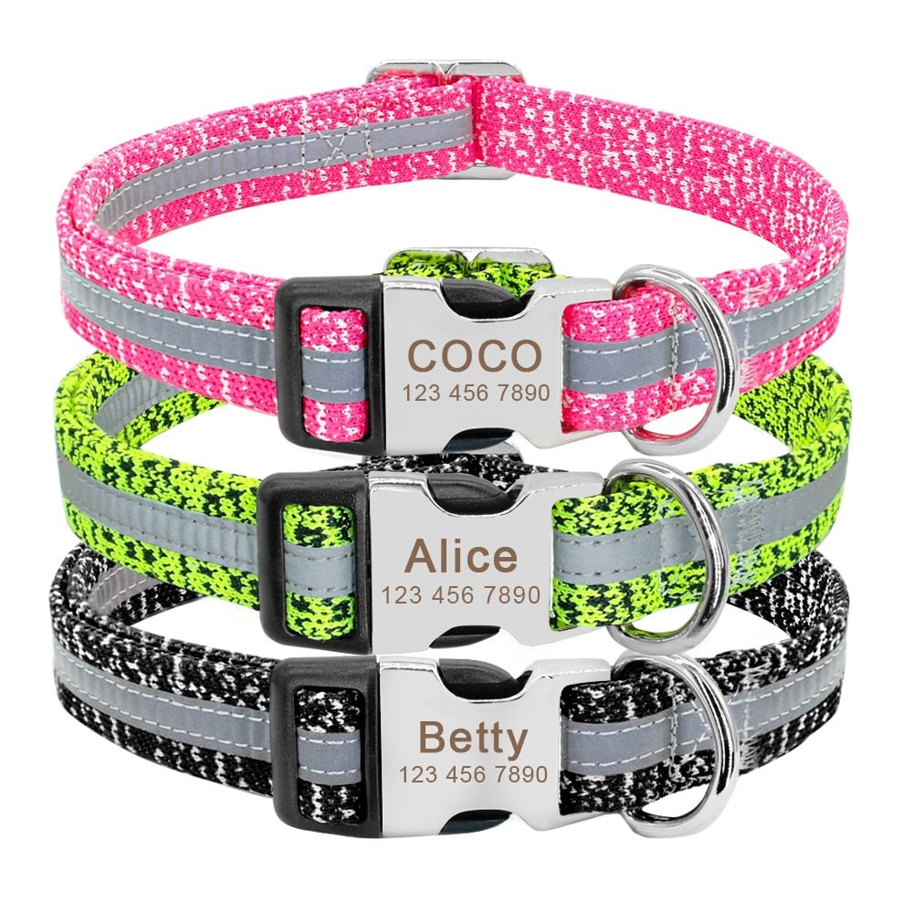 Personalized Engraved Printed Reflective Dog Collar - Pawsitivetrends